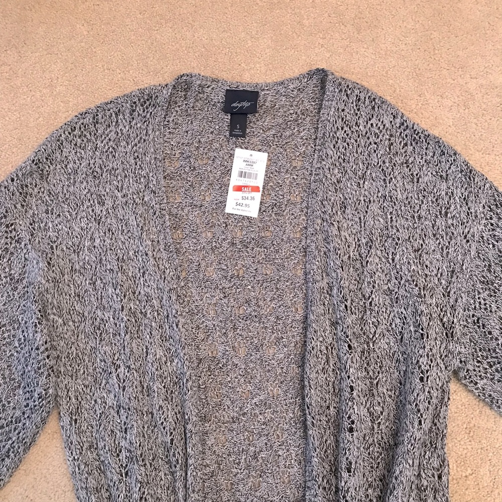 Daytrip Lightweight Cardigan Duster NEW Women Small Grey Long Open Knit Cover Up - Picture 9 of 15